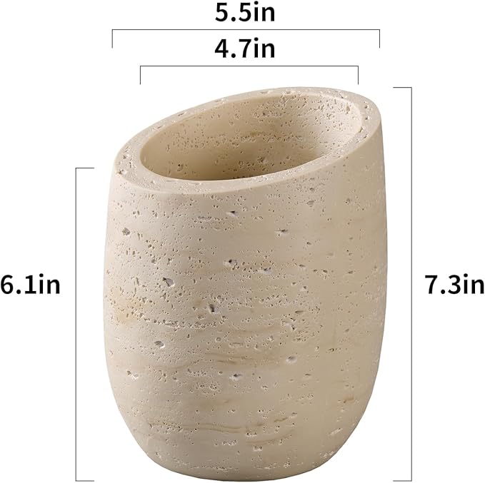 Natural Travertine Textures Wine Chiller Bucket – 750ml Resin Cooler for Wine & Champagne Bottles, Party Bar Cart Decor – Keeps Drinks Cold, Unique Gift for Wine Lovers, Housewarming (Beige)