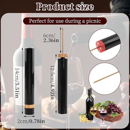 2pcs Aeropop Wine Opener Needle Type Wines Bottle Openers Travel Portable Pocket Air Pressure Pump Bottle Open for Home,Restaurant, Party(COLOR:black)