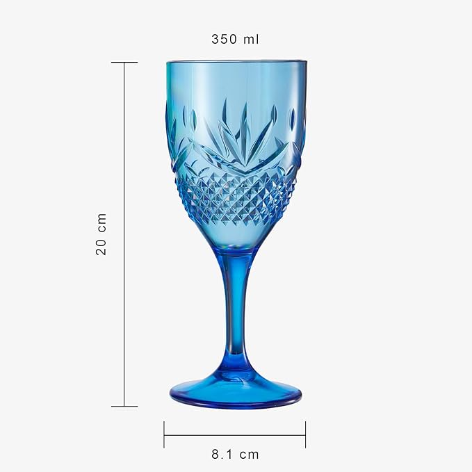 Shatterproof Tritan Stemmed Fancy Wine Glasses Goblets, Resalable | 4 Set | Bright Colors Glass Lookalike, Crystal Color Acrylic Drinkware, Reusable Unbreakable BPA-free plastic, Outdoor & Indoor 11OZ