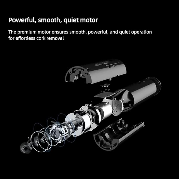 Electric Wine Opener Set, Rechargeable With 2 Vacuum Stoppers, Foil Cutter, Battery-Powered Corkscrew - Wine Lovers Present