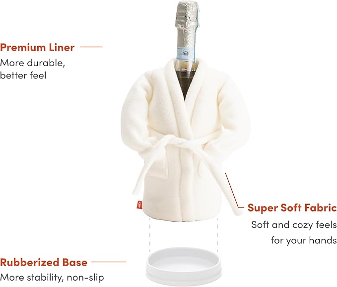 Puffin The Resort Robe Insulated Wine and Champagne Bottle Cooler Sleeve with Non Slip Base for 750ml Bottles, Beverage Insulator That Keeps Drinks Cold Longer