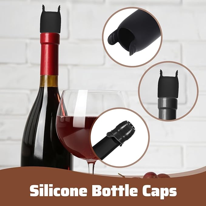 JJUNW 8Pcs Silicone Wine Stopper for Wine Bottles, Reusable Sparkling Wine Bottle Stoppers Keep-Wine-Fresh Sparkling Wine Bottle Stopper for Wine Beer Champagne Home Party