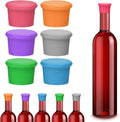 6 Pcs Colorful Wine Stoppers, Reusable Silicone Wine Corks, Champagne Stoppers, Beverages Beer Bottle Caps, Wine Bottle Stoppers for Glass Bottles, Keep Wine Fresh