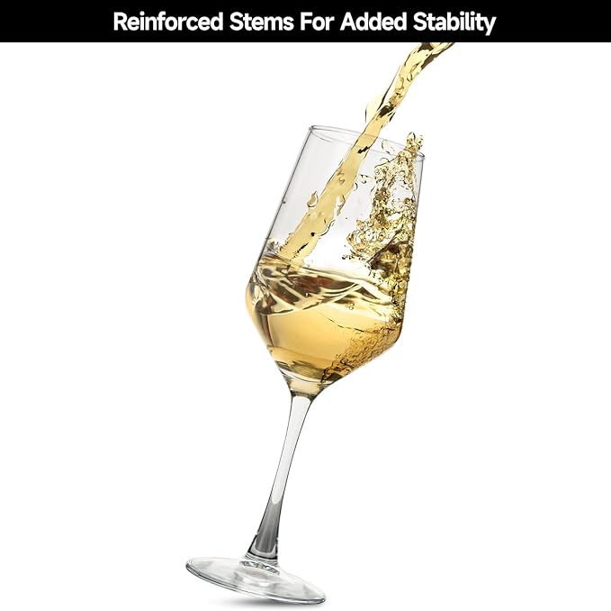 Wine Glasses Set of 4,13.5 oz/400ml Clear Red/White,Wine Glasses for Party, Wedding and Home,Premium Glasses Hand Blown,Long Stem,Daily Use.