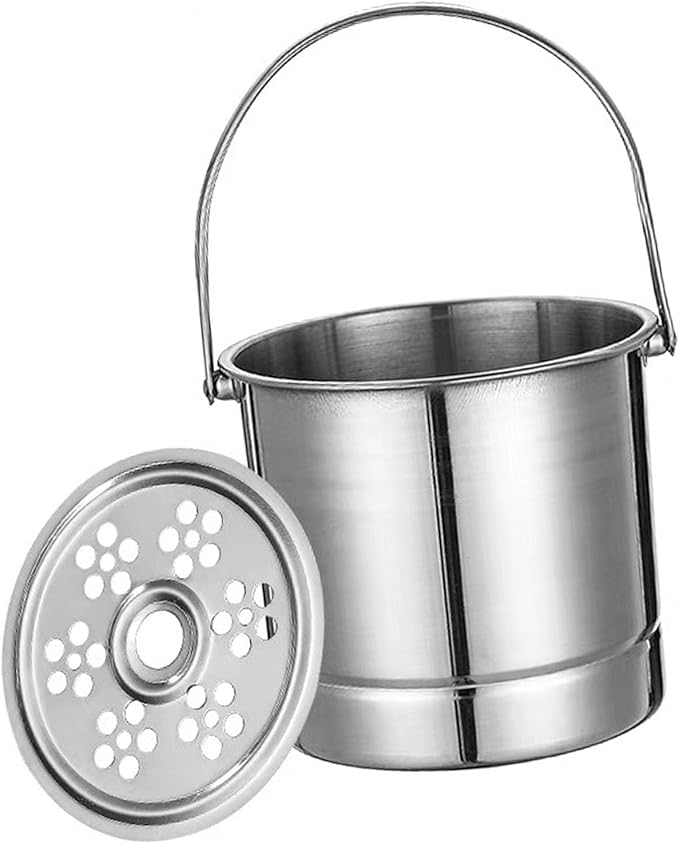 Small Ice Bucket, 1L Stainless Steel Cute Insulated Ice Buckets with Filter Plate and Carrying Handle Portable Mini Double Walled Ice Cube Bucket for Parties Cocktail Bar(Original Color)
