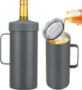 2 IN 1 Wine Chiller Single Bottle and Travel Tumbler, 42oz Stainless Steel Iceless Cooler Wine Bottle, Insulated Mug with Lid, Keep Wine Cold up to 6 Hours Fits Most Wine Bottles Gift for Wine Lovers
