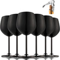 Stainless Steel Wine Glasses, Unbreakable Matte Black Wine Glass 17 oz Unique Metal Wine Goblets for Outdoor, Travel, Camping, Pool, Ideal Gift for Wine Lovers (6 Cups + 1 Bottle Opener)