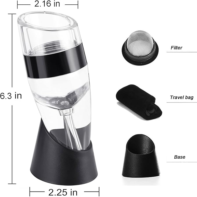 D&Slifei Wine Aerator Pourer and Decanter with Unique Aeration Device Quickly Enhances Wine Flavors with Smoother Finish,Best Gifts for Wine Lovers and Sommeliers (Black)