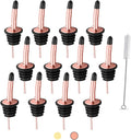 WAFJAMF 12 Pcs Liquor Pour Spouts Set, Stainless Steel Liquor Bottle Pourers with Rubber Dust Caps, for Pours Liquid, Olive Oil, Wine, Vinegar (Rose Gold-12 Pack)