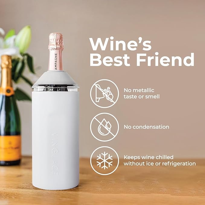 Personalized Vinglacé Wine & Champagne Bottle Chiller - A Unique Customized Gift for Wine Lovers (White)