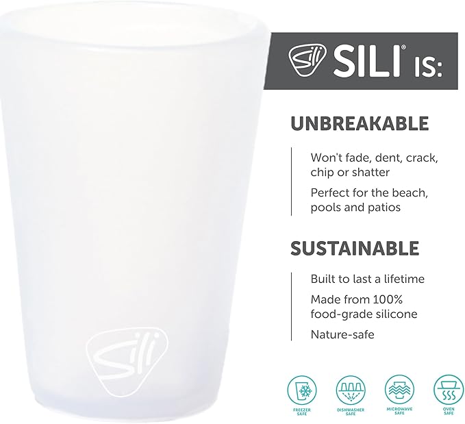 Silipint 1.5oz Silicone Shot Glasses – Pack of 2 Unbreakable, BPA-Free, Non-Toxic, Dishwasher & Freezer Safe Cups – Colored Shot Glasses for Cold Beverages, Cocktails, Travel, Party (Icicle)