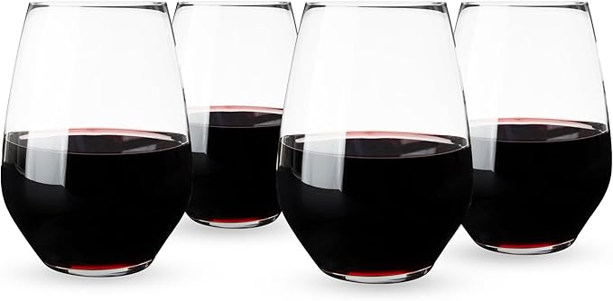 Spiegelau Authentis All Purpose Tumblers, Large Crystal Clear Stemless Glasses for Red and White Wines for Housewarming Gifts, Holiday Celebrations, Picnic, Home Bar, 22.4 oz, Set of 4