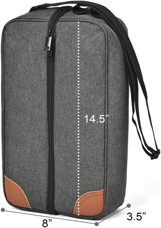 Wine Bag,Insulated Cooler Bag with Wine Glasses Steel Corkscrew Bottle Opener and Napkins Portable Wine Gift Bag for Picnics,Party,Travel (Gray)