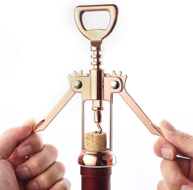 JXS Simple Wing Corkscrew Gold Wine Opener and Beer Opener, Multifunctional Wine Corkscrew Opener