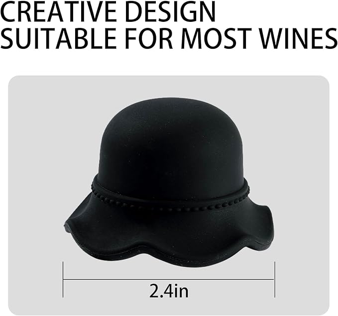Formal Hat Wine Stoppers Hat-Shaped Bottle Plug Wine Bottle Stoppers Wine Accessories Kitchen Gadgets Kitchen Gift Set Creative Gifts Baseball Party Decoration-2pcs Black Bottle Stoppers