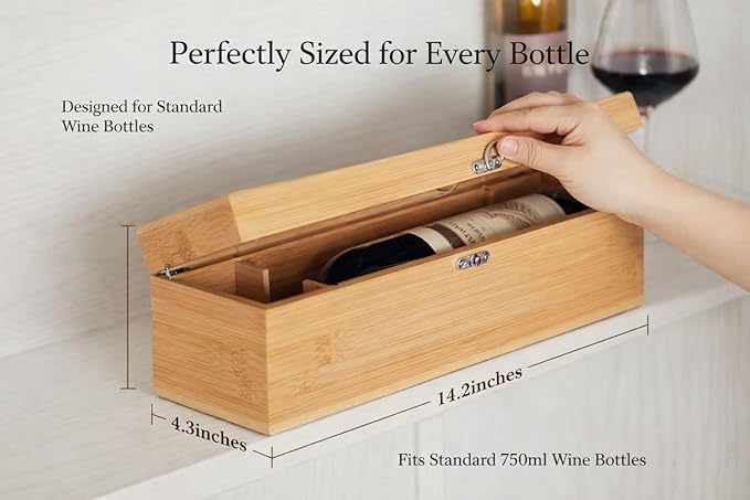 Personalized Wine Gift Set with Engraved Wooden Box – Custom Wine Accessories Kit, Wedding, Anniversary, Housewarming Gift for Couples, Wine Lovers