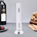 White Electric Wine Bottle Opener Automatic Electric Wine Opener Battery Power Stainless Steel Wine Bottle Corkscrew with Foil Cutter,3.54 * 9.84inch (White)