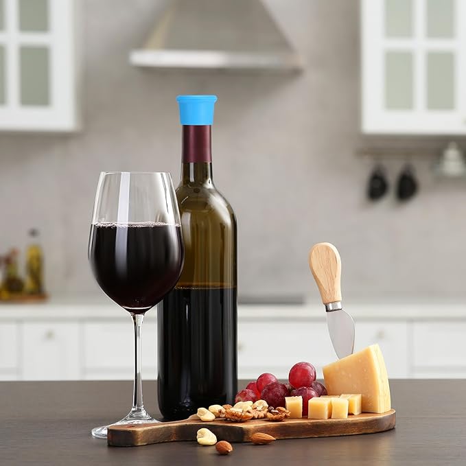 PATIKIL Silicone Wine Stoppers, 6 Pcs Reusable Bottle Cover Wine Corks Bottle Caps Wine Saver Seal Keep Fresh for Beer Beverage Drink, Red