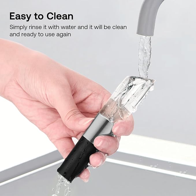 Elegant Wine Aerator Pourer Spout by ELMWAY - Clear Wine Air Aerator Enhances Flavor, Aroma & Finish, No Spill Design, Wine Accessory Gift for Wine Lovers - Gunmetal