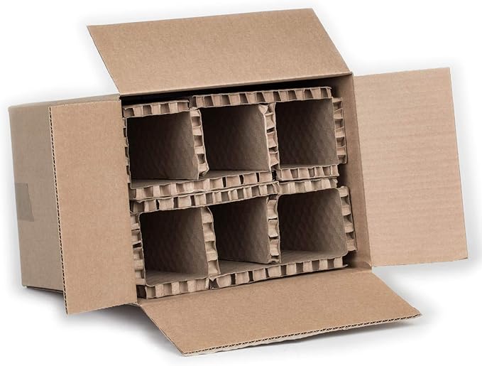 U-Haul Corrugated 6 Bottle Wine Shipping, Moving, & Packing Kit - Includes a 12-1/8” x 9-1/4” x 14-1/2” Box & Corrugated Protection Inserts