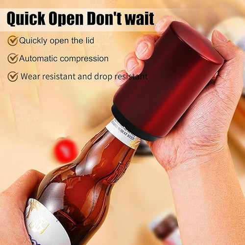 2PCS Beer Bottle Opener Bottle Cap Opener Destapadores de Cerveza Automatic Bottle Opener, Down-Pop Off Beer Bottle Opener with Magnetic Cap Catcher, Home Bars Kitchen Cool Bartender Tools