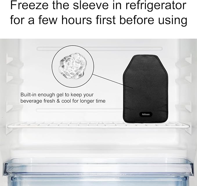Pallesen Portable Wine Cooler Sleeve - Reusable Bottle Chiller Keeps Red, White & Champagne Cool for 750ml Standard Size Bottles (Black)