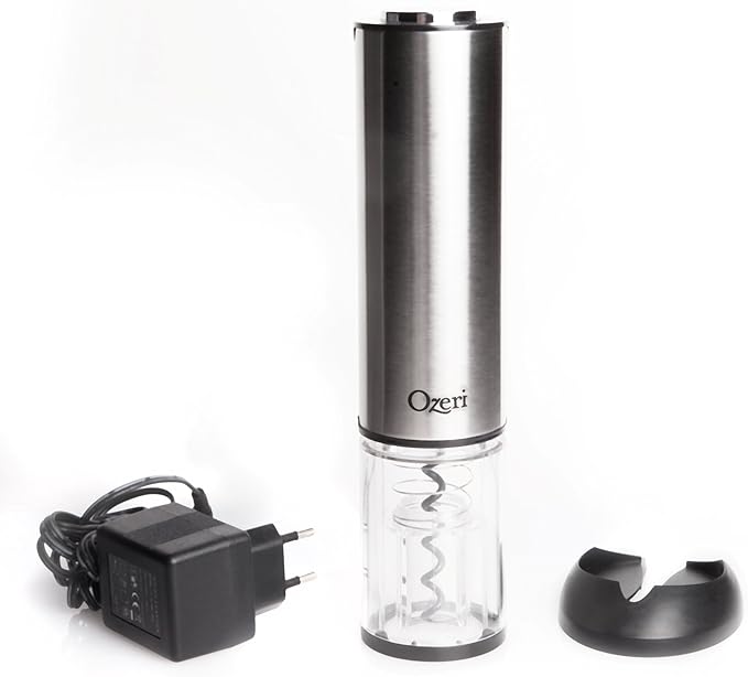 Ozeri Extravo Electric Wine Opener in Stainless Steel with Auto Activation (Button-Free Operation), Silver