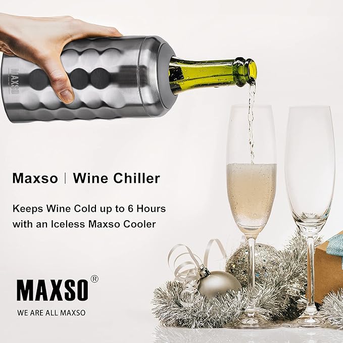 Wine Chiller Single Bottle Stainless Steel Iceless Cooler insulated Wine Bottle Keep Wine Cold up to 6 Hours Fits Most Wine Bottles Gift for Wine Lovers Rapid and Portable