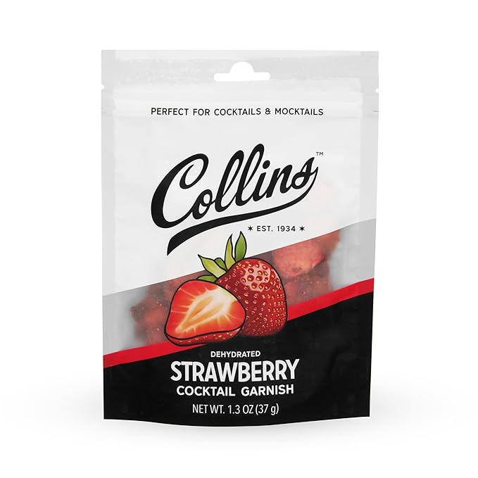 Collins Dehydrated Strawberry Cocktail Garnish Slices, 1.3 oz – Perfect for Strawberry Gin Fizz, Spritzes & Desserts – Premium Drink & Food Garnish – 1.3 oz