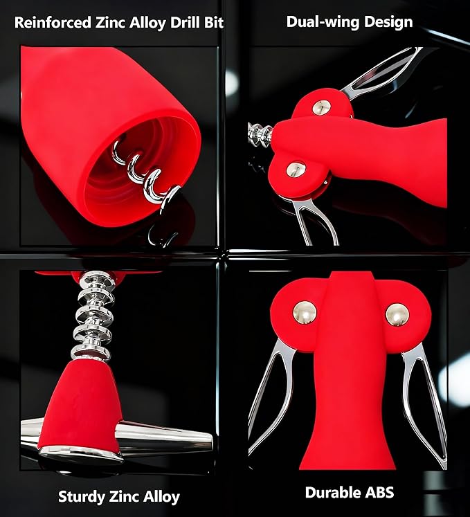 Beauty Inspired Corkscrew Wine Opener Set with Bottle Stopper and Aerator Pourer Dual Wing Design