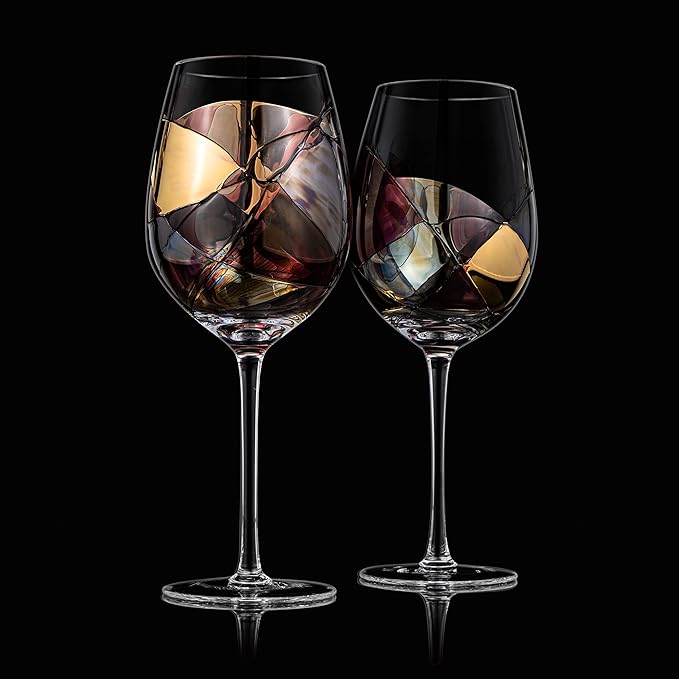 Artisanal Hand-Painted Stemmed Wine Glasses Set with Gift Box – Mother’s Day, Wife, Mom, Friends, or Girlfriend – Romantic Renaissance Stained Glass Windows – Birthday or Housewarming Gift Idea