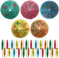 120Pcs Assorted Bamboo Wooden Cocktail Umbrella Picks - 3.9in (10cm) Colorful Parasol Toothpicks for Tropical Drinks, Cupcake Toppers, Tiki Bars, Pool Parties, Luaus, and Summer Events - by Mobi Lock