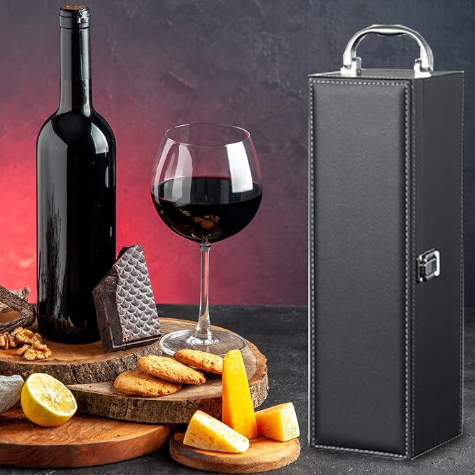 Bottle Wine Carrier,Leather Wine Gift Boxes ,for Wedding, Anniversary,Travel, Restaurant, Party, Gifts for Wine Lovers , Storage Box for Home Bar Wine Collection With 4pcs Wine Accessories Set（black）