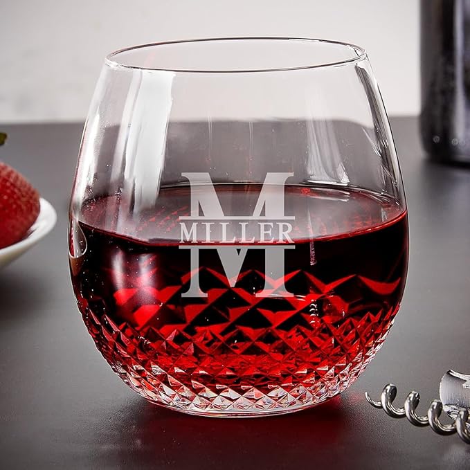 Avignon Custom Crystal Wine Glass Stemless - Personalized Stemless Wine Glass