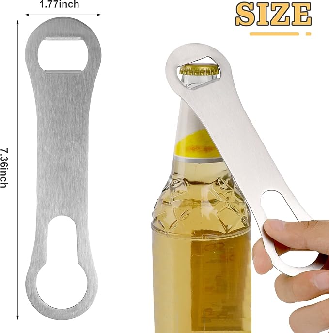 2 Pcs V Rod Bottle Opener Bartender, Pour Spout Removers Double Ended Flat Metal Bar Speed Key Opener Multifunction Stainless Steel Dog Bone Wine Bottle Opener for Bartenders Home Kitchen