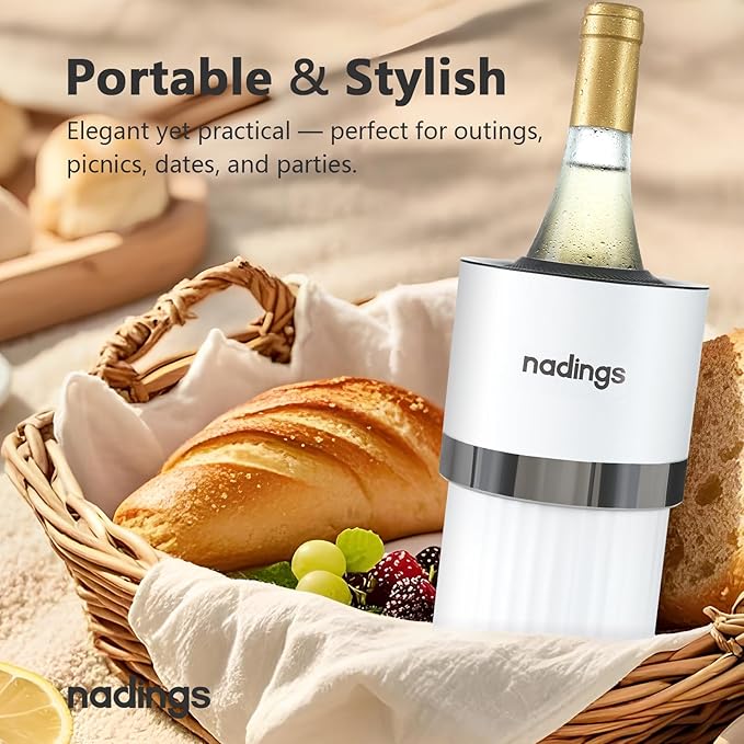 Iceless Wine Chiller - Keeps Cold 6+ Hours, Portable Vacuum Insulated Stainless Steel Champagne Cooler, Fits Most Wine Champagne & Liquor Bottles, Perfect Gift for Wine Lovers (Rose Gold)