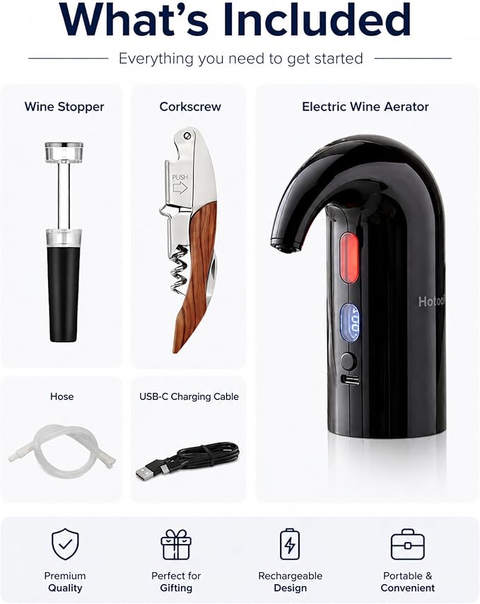 Electric Wine Aerator, Wine Decanter Pump Dispenser Gifts Set,Automatic Wine Aerator Pourer Spout. Wine Dispenser Pump Wine Accessories, Perfect Dad Gifts