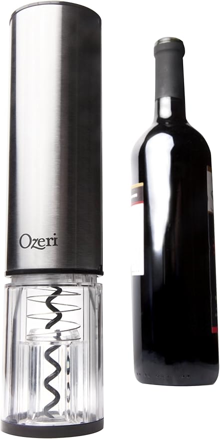 Ozeri Extravo Electric Wine Opener in Stainless Steel with Auto Activation (Button-Free Operation), Silver