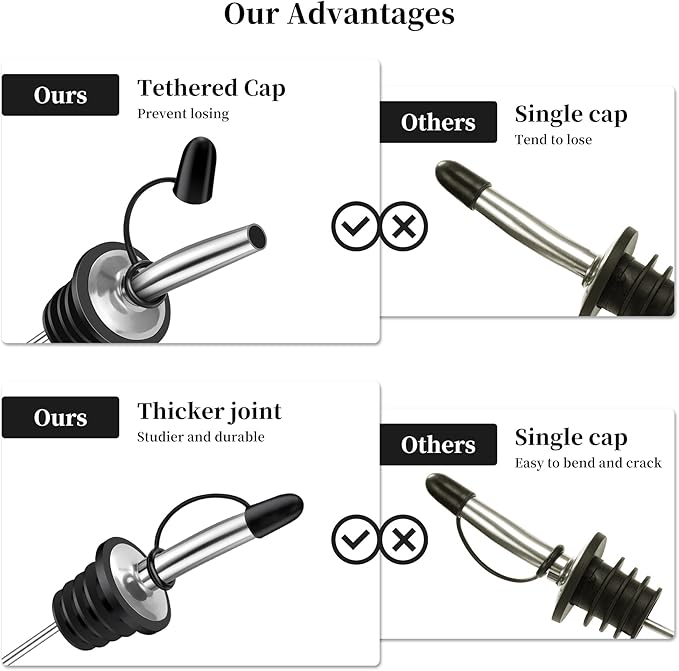 72Pack Pour Spouts - Liquor Bottle Pourers with Stoppers, Suitable for 3/4" Bottle Mouths