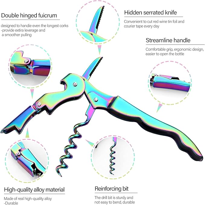 Waiters Corkscrew Professional Wine openers,stainless steel Wine Key for Restaurant Waiters,Classic All-in-one Corkscrew, Bottle Opener and Foil Cutter