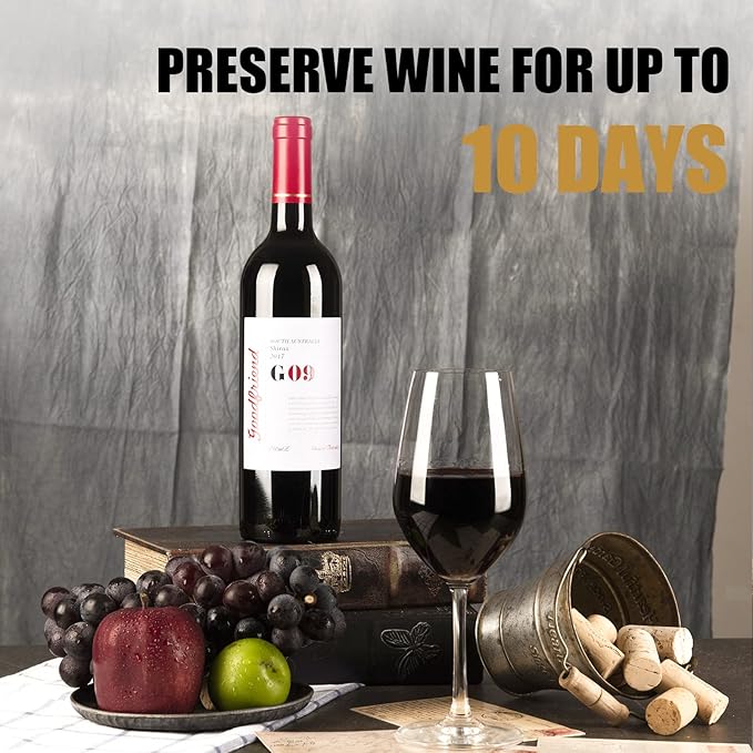 OWO Wine Stoppers Vacuum, Wine Saver, Reusable Bottle Sealer, Keeps Fresh, Black, 4 Pack
