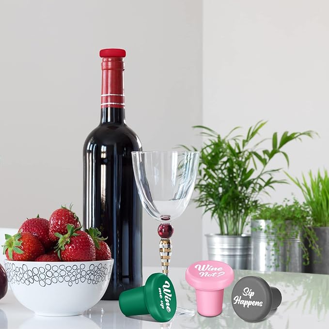 Sintuff 12 Pieces Funny Silicone Wine Bottle Stoppers Reusable Beer Bottle Stopper Beverage Beer Champagne Wine Storage Keep Fresh Tools for Wine Bottles Supplies Gift