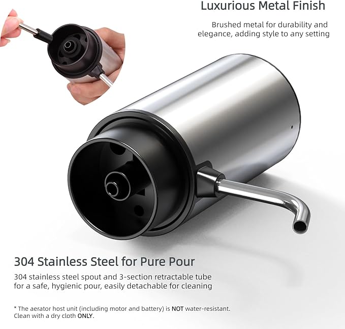 Rechargeable Electric Wine Aerator and Dispenser Set, Electric Wine Decanter with 2 Vacuum Wine Stoppers, Charging Base, Stainless Steel, Wine Pourer