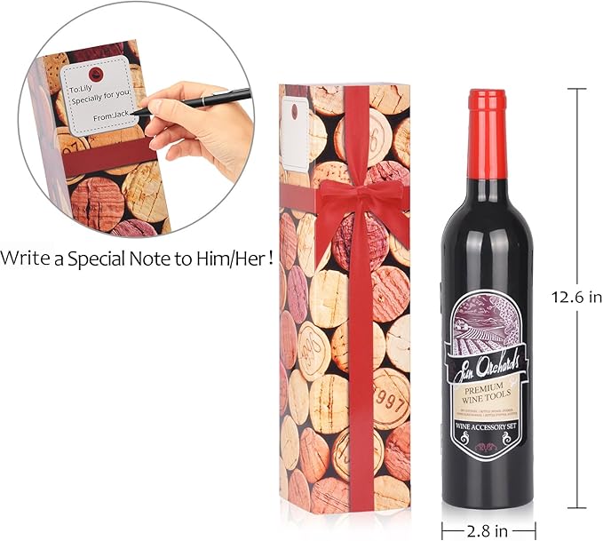 Solaris Wine Accessories Gift Set, 5-Piece Deluxe Corkscrew Opener with Elegant Accessories Box - Perfect Party Gift for Wine Lovers, Elegant Gift for Her