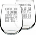 Bevvee Started From the Bottle – Funny Stemless Wine Glass, Large 17 Ounces, Etched Sayings, Gift Box