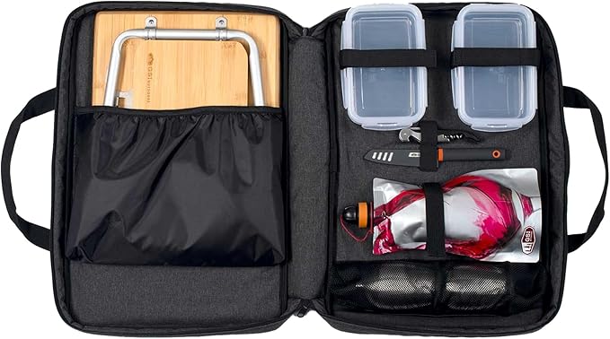 GSI Outdoors Gourmet Picnic Set, 2 Person Portable Camping & Wine Dining Travel Kit with Table, Glasses, Food Containers & Case