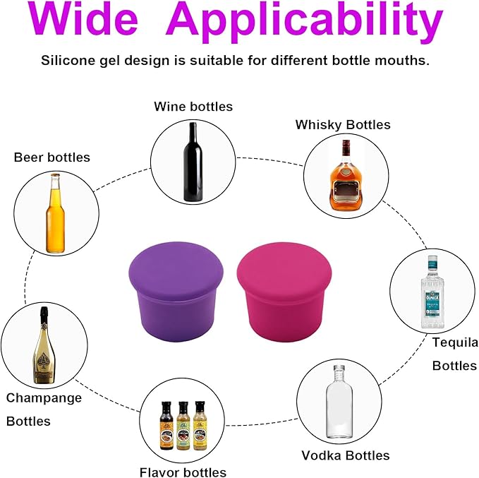 12 Pcs Colorful Silicone Wine Stoppers, Reusable Wine Bottle Stopper, Sparkling Wine Corks, Champagne Stoppers, Beverages Beer Bottle Caps, Bottle Stoppers for Glass Bottles, Keep Wine Fresh(6 colors）