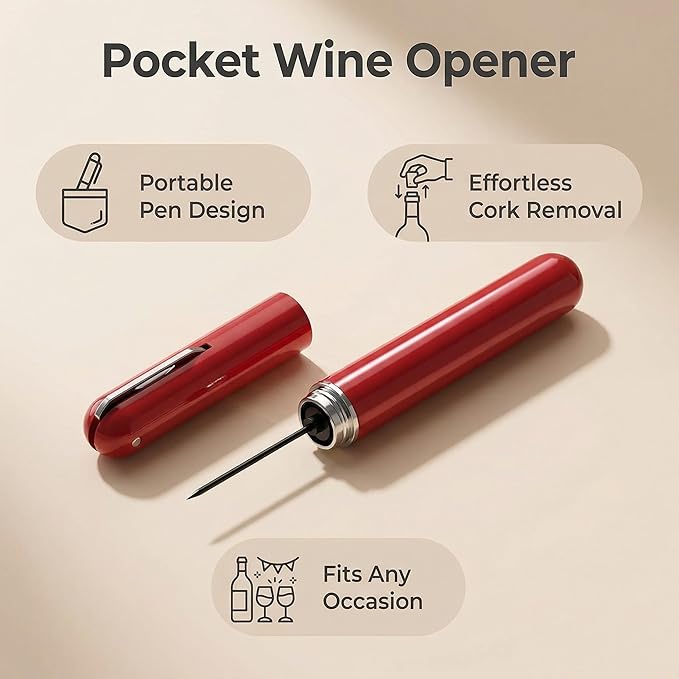 Wine Bottle Opener, Air Pressure Wine Corkscrew With Cutting Wine Bottle Foil Knife, Effortlessly Open Wine Bottles Without Damaging Corks, Easy-to-Use(Black) (red)