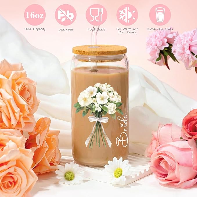 Bridal Shower Gifts, Bride To Be Gifts Box, Bachelorette Engagement Wedding Party Gift, Future Mrs Newly Engaged Ideas for Bride to Be, Bachelor Party Fiance Gift for Women, Bridal Tote Bag Glass Cup