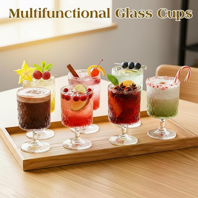 FillTouch 24 Pcs Mini Wine Glasses Bulk, 7.5 oz Small Acrylic Goblets Set, Unbreakable Clear Wine Cups Bulk Cocktail Glasses for Mother's Day Wedding Birthday Guest Graduation Party Supllies (Begonia)